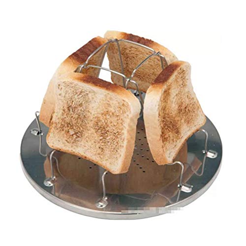 Bread Toaster Stainless Steel 4 Slice Folding Camping Toaster Oven Cookware Caravan Hiking Camping,1