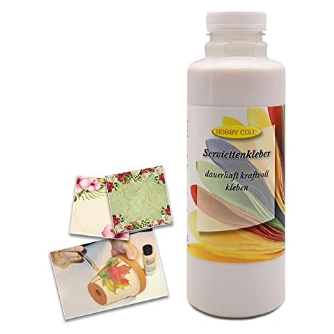 HOBBY COLL® Serviettenkleber Kleber & Lack Serviettenlack Glänzend für Serviettentechnik Decoupage (500 ml) Cover