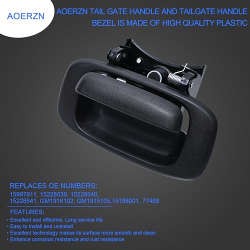 image for Aoerzn Premium Tailgate Handle Latch and Bezel Trim with Rod Clips, Fi