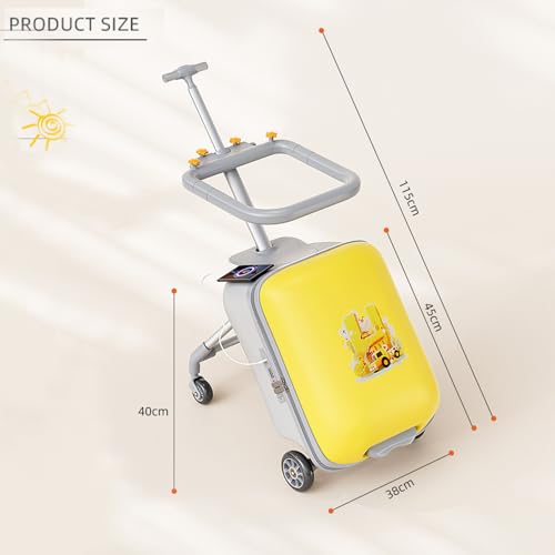 Kids Ride-On Suitcase with Seat,Large Capacity Rolling Travel Luggage, 20 inches,Foldable Durable ABS+PC Bag.4
