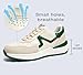 LUCKY STEP Women's Retro Fashion Casual Sneakers Platform Classic Trendy Trainning Anti-Slip Tennis Travel Walking Shoes(Beige/Green,7)