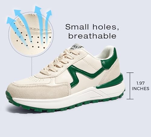 Image of LUCKY STEP Women's Retro Fashion Casual Sneakers | Platform Classic Trendy Trainning Anti-Slip Tennis Travel Walking Shoes