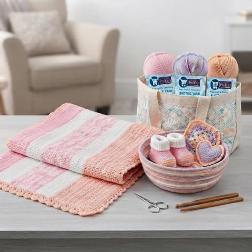 Image of ProKart - 4 Ply Plush & Cuddly for Knitting & Crochet | Pastel Yarn for Baby Toys & DIY Crafts | 100g, Pack of 4 (Baby Pink, Lavender, White, Peach)