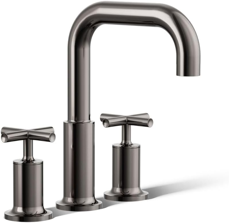 Kohler T14428-3-TT Purist Deck-Mount High-Flow Bath Faucet Trim with Cross Handles, Valve Not Included, Vibrant Titanium