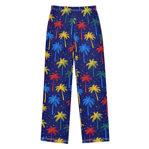 ALAZA Color Palm Tree Blue Pajama Lounge Pants Long Sleep Pajama Bottoms with Pockets