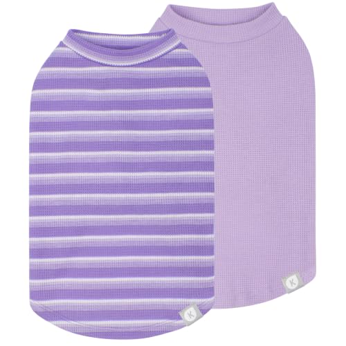 KYEESE 2Pack Waffle Dog Shirt for Small Dogs Striped Dog Sweater Tank Top