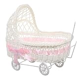 WESIEVYA イミテーション ラタン ベビーカー フラワー バスケット シャワー ウィッカー ベビー バスケット 新生児 パーティー 記念品 かわいい