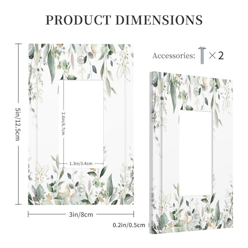 Decorative Outlet Covers Rustic Ink Green Eucalyptus Leaves Sage leaf 1 Gang Rocker Light Switch Cover Plate Single Decora Light Switch Covers Wall Plate Faceplate for Bedroom Decor