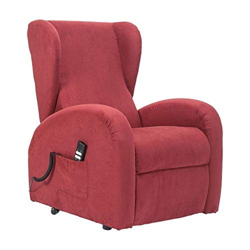 SIME POLTRONE Poltrona Relax alzapersona elettrica, micromolle, No Montaggio, Poltrona reclinabile Anziani Sicurezza CE Medicale DETRAIBILE 19% - Lola-1M-MIRED Rosso Microfibra