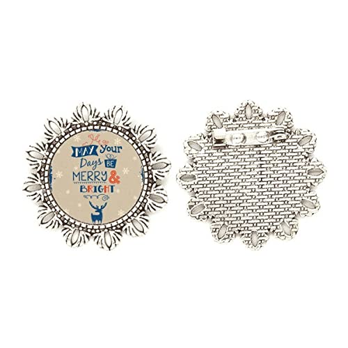 Broche de plata flor con cierre de seguridad Mas Holiday Deer Snow medium que no daña la ropa