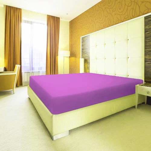 Ev Dekor Fitted Sheet King, Lilac, Deep Pocket Bedsheet 10inch (25 cm), Soft Brushed Microfiber Fabric - Image 4