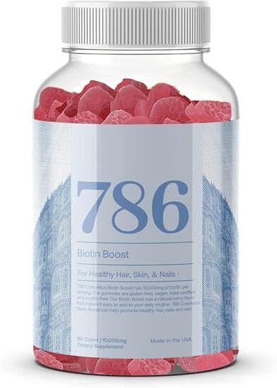 786 Vitaminas potenciadoras de biotina, vitaminas halal en gomitas para cabello, piel y uñas, veganas, sin gluten, 10,000 mcg por porción máxima