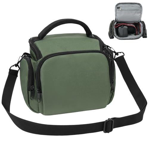 Ainiv Sac pour Appareil Photo Reflex Numérique, Étui Étanche Antichoc Housse pour Appareil Photo Reflex, Sangle Réglable, Sac à Bandoulière Simple Portable Compatible avec Canon, Sony, Nikon, Vert