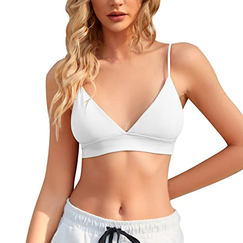 Image of INIBUD Bralette for Women Triangle Cups Removable Padded Wire Free Pull On Closure