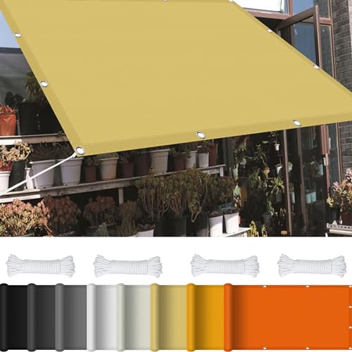Auvent anti-UV 0.5 x 1 m avec oeillets cordon ombrage terrasse balcon creme