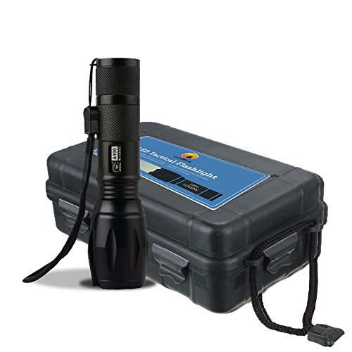 Lakewinds 1000 Lumen LED - High Powered Rechargeable Adjustable Tactical Flashlight - Five Focus Modes - Shock Resistant - Water Resistant - 600 Foot Light Range