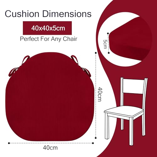 PRIMEPATIO Seat Cushions for Dining Chairs Set of 2, 5cm thick Chair Pads with Ties for Kitchen Garden Living Room, Slip Resistant Indoor Outdoor Seat Cushion, Red, 40x40cm - Cosy Home Interiors PRIMEPATIO Seat Cushions for Dining Chairs Set of 2, 5cm thick Chair Pads with Ties for Kitchen Garden Living Room, Slip Resistant Indoor Outdoor Seat Cushion, Red, 40x40cm - Image 3