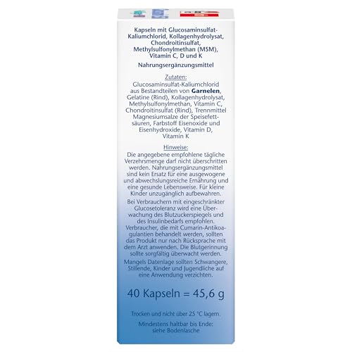 Doppelherz Glucosamin 1550 + Kollagen + MSM + Vitamin C - Vitamin K und Vitamin D als Beitrag zum Erhalt normaler Knochen - 40 Kapseln