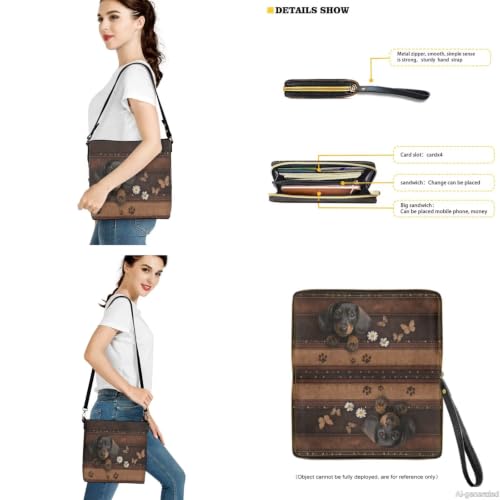 Image of Bucket Crossbody Bag Set for Women Lady, Leather Purse and Wallet Set Large Bucket Bag with Wallet