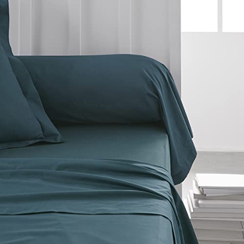 Today Essential - Taie de traversin 45X185 cm 100% Coton Uni, Paon