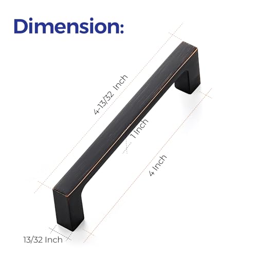 Image of Ravinte Oil Rubbed Bronze Cabinet Handles Kitchen Pulls 4 Inch 30 Pack | Square Design, Solid Zinc, Modern Slim Style, Screws Included, Easy Installation, for Kitchen Drawers & Cupboards