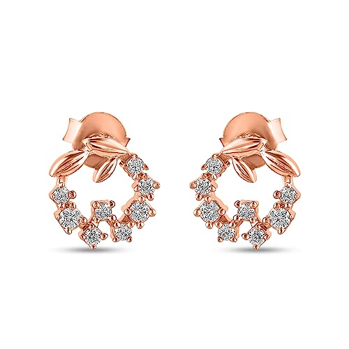 Oarra Beautiful Diamond Stud Earrings For Women - 14k Gold Plated Trendy Earrings For Women - 1ct D/VVS1 Simulated Diamond Earrings Set - In White Gold, Rose Gold And Yellow Gold (Rose Gold)
