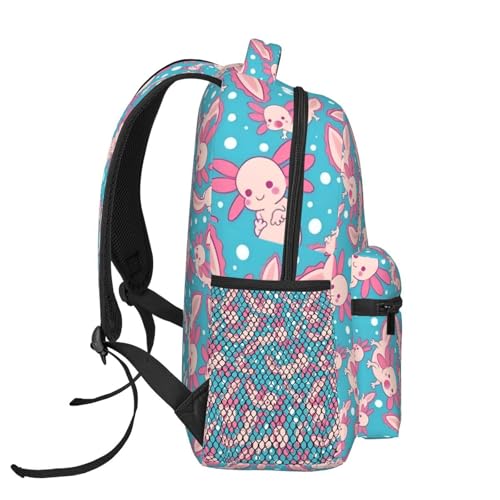 Axolotls Backpack Large Capacity Lightweight Casual Travel Sports Backpack 11.4X7.8X15.7 inch3