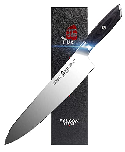 Tuo Chef Knife 10 Inch & Kitchen Utility Knife 5 Inch - Pro Chef’s Cooking Knife With Paring Knife - German Hc Steel With Pakkawood Handle - Falcon Series Gift Box Included #TOP1