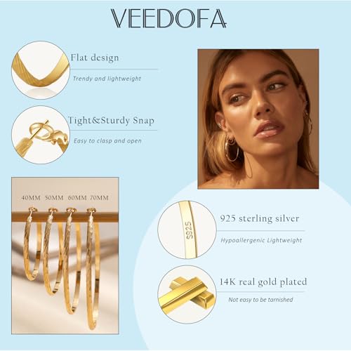 Large Gold Hoop Earrings for Women 925 Sterling Silver Hoop Earrings Hypoallergenic Lightweight Wide Thick Hoops Earrings for Women3