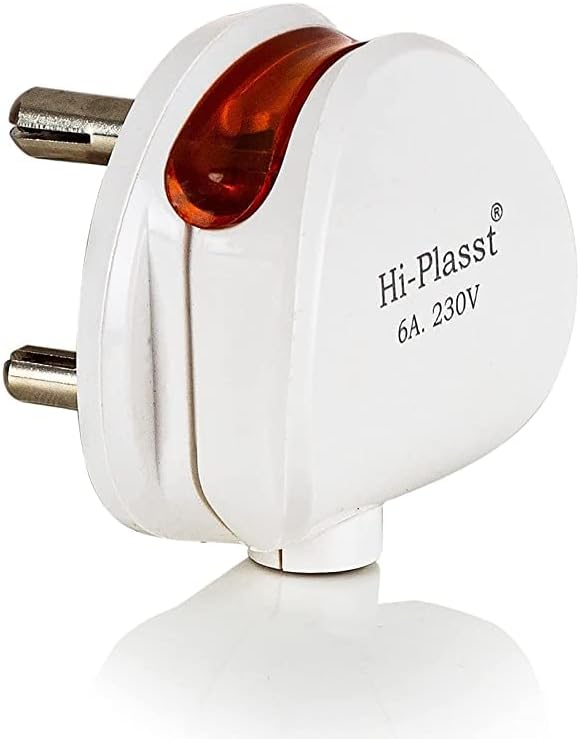 HI-PLASST (Pack of 1) 6a 3 Pin Plug top 240v with Led Indicator for products like LED Tv,Music system,Computer,Printer,ETC.