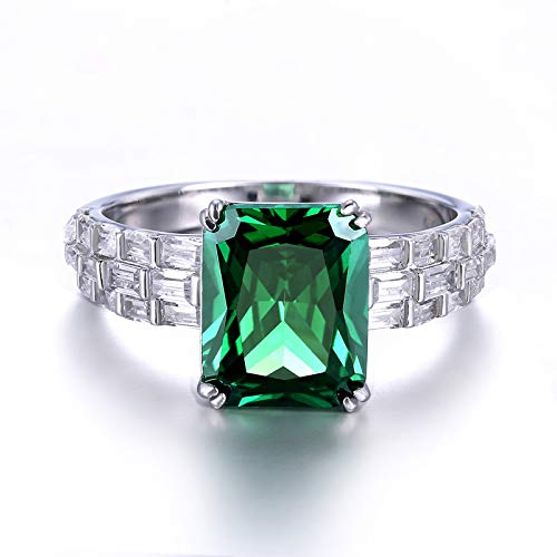 925 Sterling Silver Rings for Women, Solitaire Engagement Ring, Simulated Mystic Rainbow Topaz Wedding Promise Ring for Her4