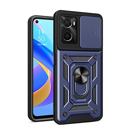 DESSEN Funda para OPPO A76 4G / A36 4G/Realme 9i/A96 4G, Carcasa de Silicona Suave de TPU/PC y Lente Cover, con Magnético Soporte de Anillo Giratorio, Golpes Bumper Case. Azul