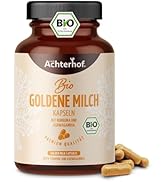 Goldene Milch Kapseln Bio 120 Stück | mit Kurkumapulver, Ingwerpulver, Ceylon Zimt, Ashwagandhapu...
