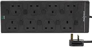 Pro Elec 2818NS(1N) 10 m BLK 10 m 8 Way Individually Switched Surge Protected Extension Lead, Black