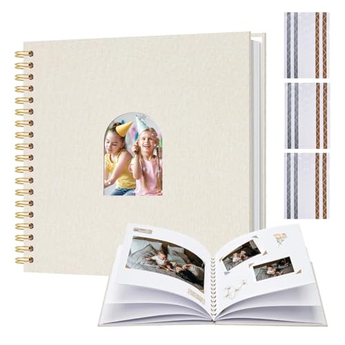 Image of HASTHIP DIY Photo Album Scrapbook, 10 Inch Scrap Books for Memories, Spiral-Bound Hardcover Art & Craft Album for Photos Collection Family Keepsakes, Wedding, Travel and Baby Memory
