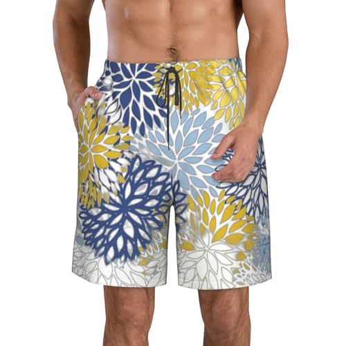 Men's Beach Shorts Swim TrunksFun Patterns Colored Flowers Print for Surfing Running Summer Vacation