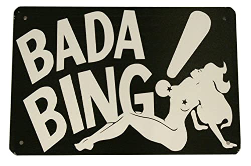 Metal Adult Jigsaw Puzzle Toyss Sopranos Bada Bing Tin Wall Sign Painting Vintage Hanging Metal Plaque Poster Retro Art Bar Store Home Decoration 520 Pieces (Black)