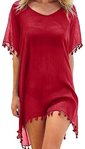 Vestido de playa de gasa con borlas para mujer