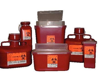 VWR 19001-006 Stackable Sharp Container, Large, 24.1cm Height, 25.4cm Width, 17.8cm Length, 7.6 L, Red