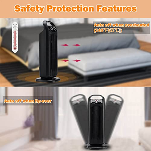 Sonbion Space Heater, 1500W Electric Heater Ptc Ceramic Heater With Thermostat, 70 Degree Oscillation Fan Heater For Indoor, Garage, Office, Bedroom, 2S Fast Heating, Tip-Over & Overheat Protection #TOP3