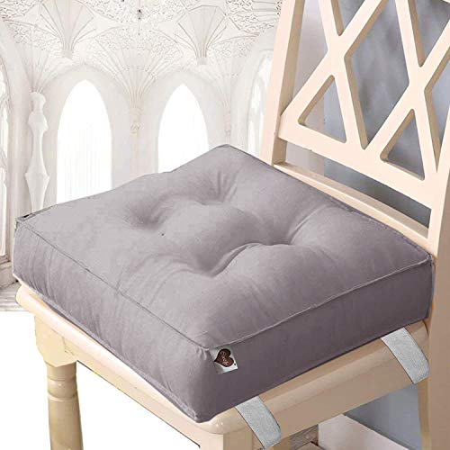 Image of COOZLY 16 Inches X 16 Inches Chairpad /Seat Cushion with Elastic Straps - Cotton Printed Design Tuf Fibre Filling | Seat Cushion (Light Pink)