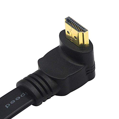 Cerrxian 1Ft Flat Slim High Speed Hdmi Extension Cable A Female To 90 Degree Down Angle A Male Cord #TOP6