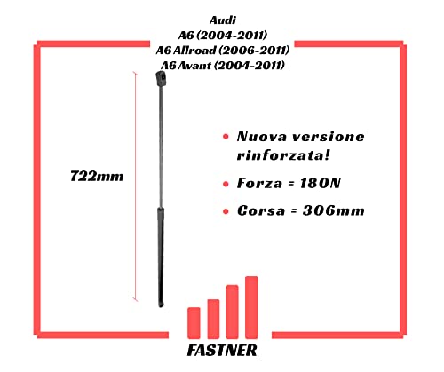 Compatibile con Audi Ammortizzatore Molla a Gas Pistone Pistoncino Anteriore Cofano Motore A6 (2004-2011), A6 Allroad (2006-2011), A6 Avant (2004-2011) 4F0823359, 4F0823359A