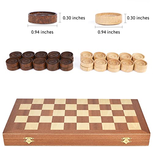 Juego de mesa de damas de madera plegable 15 pulg miniatura 5
