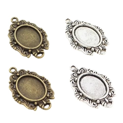 Pendant Trays 100pcs 10x14mm Inner Size Antique Silver Plated Bronze