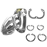 Male Protective Cage Fitness Accessories, Open Ring Design with 4 Size Rings and Invisible Lock -A49CCUS (Transparent, Long：A)