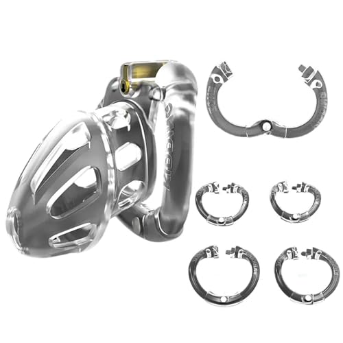 Male Protective Cage Fitness Accessories, Open Ring Design with 4 Size Rings and Invisible Lock -A49CCUS (Transparent, Long：A)