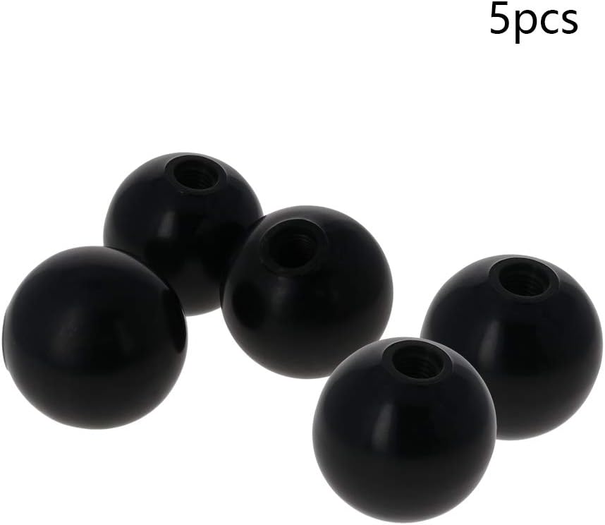 Othmro 5Pcs Threaded Ball Knobs, 1.97Inch Dia 0.47Inch Thread M12 Female Thread Black Bakelite Handle Thermoset Ball Knob for Lawn Mowers Exercise Equipment Machinery Valves Spigots (AM12x50)