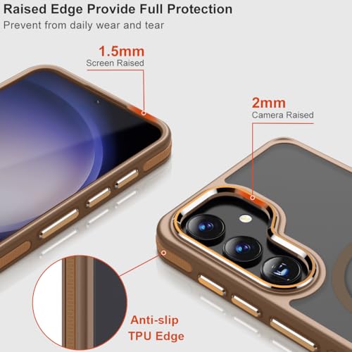 Image of MALEWOLF Case for Samsung Galaxy S25 Case, Compatible with Magsafe, Slim Matte S25 Phone Case [Enhanced Non-Slip Technology] [Drop Protection], Translucent Magnetic Cover for Samsung S25 (Brown)