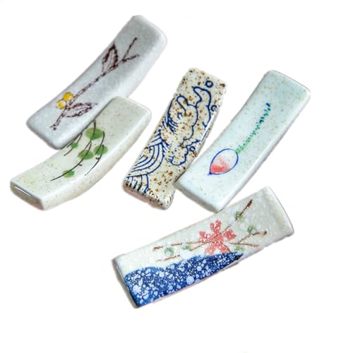 RUITASA Ceramic Chopstick Stand Rest, 5PCS Holders Floral Chopstick Stand, Chopstick Stand Rest, Rooster Chopsticks Rest Holder Set for Chopsticks, Forks, Spoons, Knives Hotel Restaurant Family